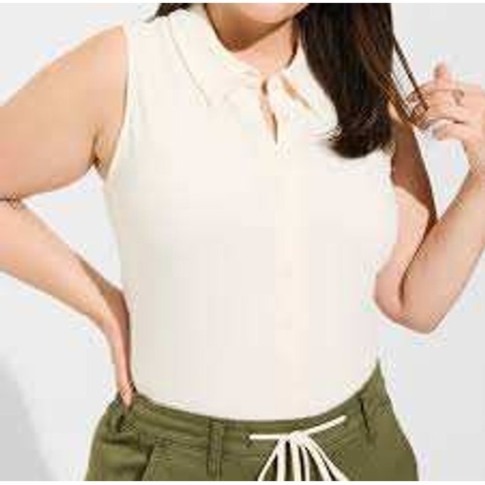 NWT Torrid Super Soft Rib Knit Sleeveless Button Down Tank Pristine Cream 2 2X